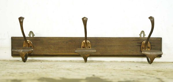 Racks - Vintage European Copper and Wood Coat Wall Rack