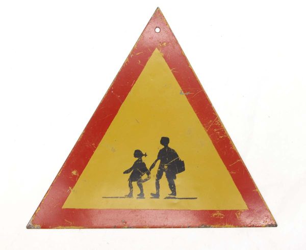 Vintage Signs - Vintage European Steel Children Crossing Traffic Sign