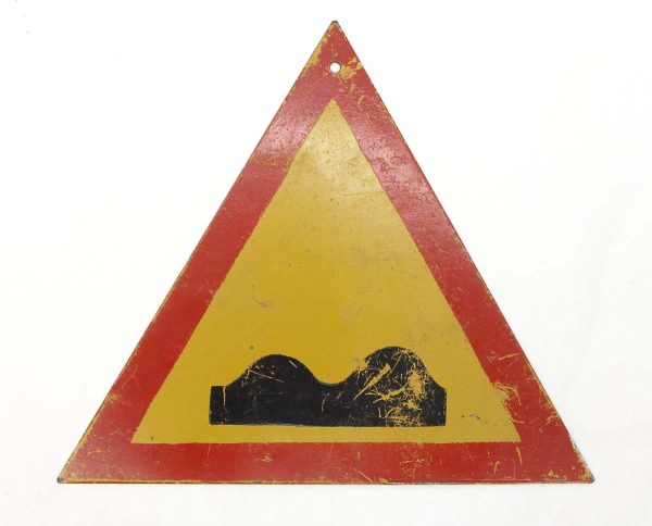 Vintage Signs - Vintage European Steel Uneven Road Traffic Sign