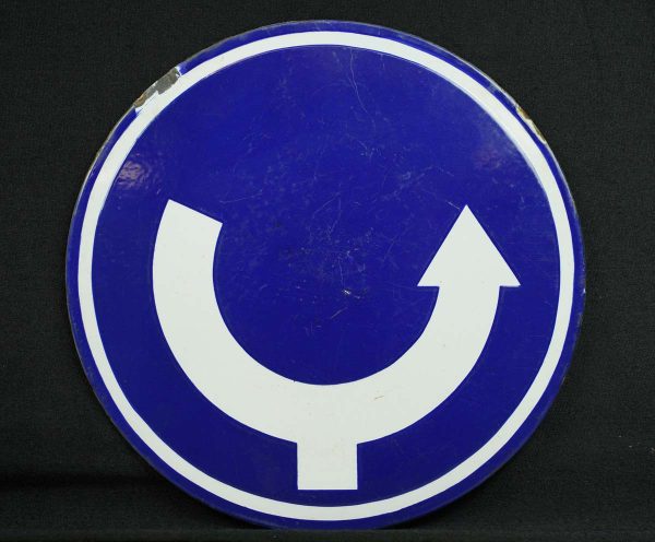 Vintage Signs - Vintage French Steel Roundabout Road Sign