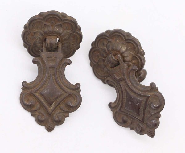 Cabinet & Furniture Pulls - Pair of Vintage 3 in. Steel Victorian Drop Drawer Pulls