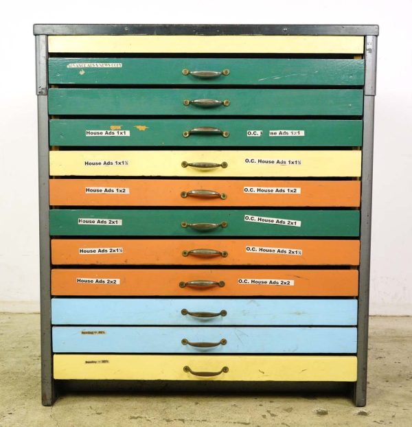 Cabinets - Industrial Steel Multicolor 11 Drawer Office Cabinet