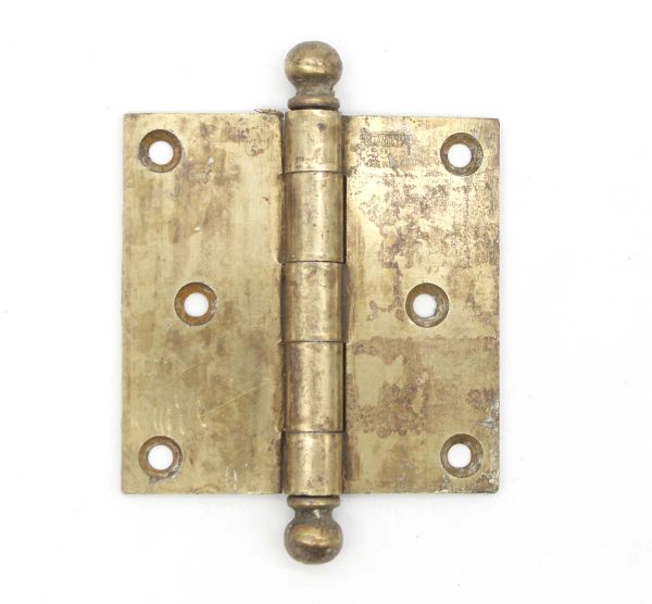 Door Hinges - Vintage 3.5 x 3.5 Brass Plated Steel Ball Tip Stanley Door Hinge