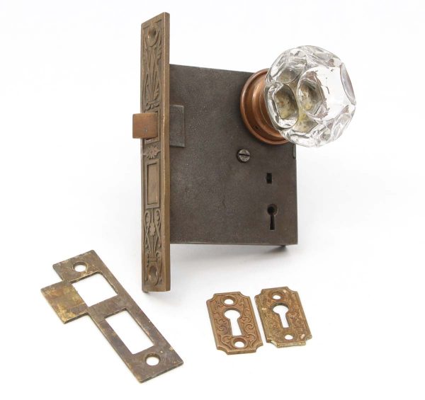 Door Knob Sets - Antique Punted Glass Aesthetic Brass Passage Door Knob Set