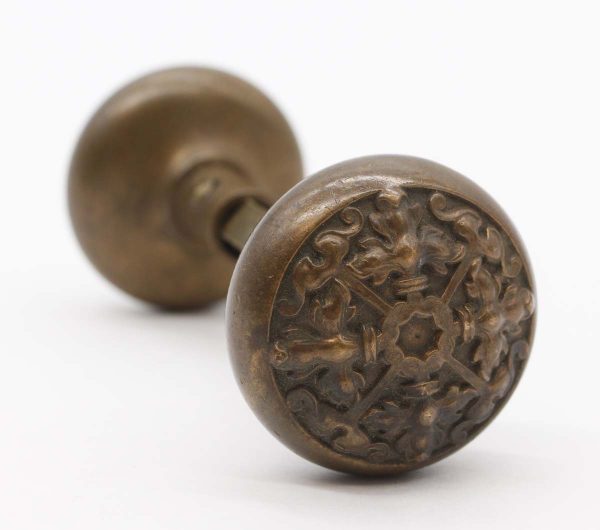 Door Knobs - Pair of 4 Fold Flemish Bronze Entry Door Knobs