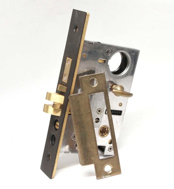 Door Locks - Steel & Brass Mortise Lock Set with Strike Plate & Turn Key