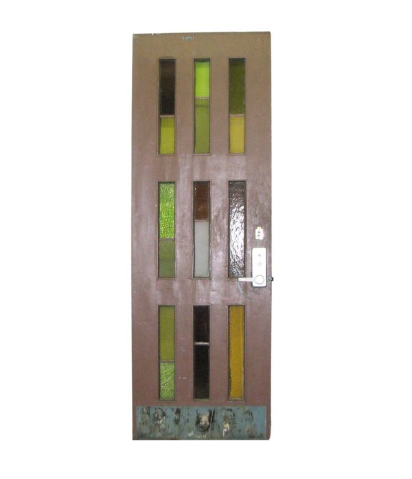 Entry Doors - Antique Stained 9 Vertical Stained Glass Door 94.5 x 32