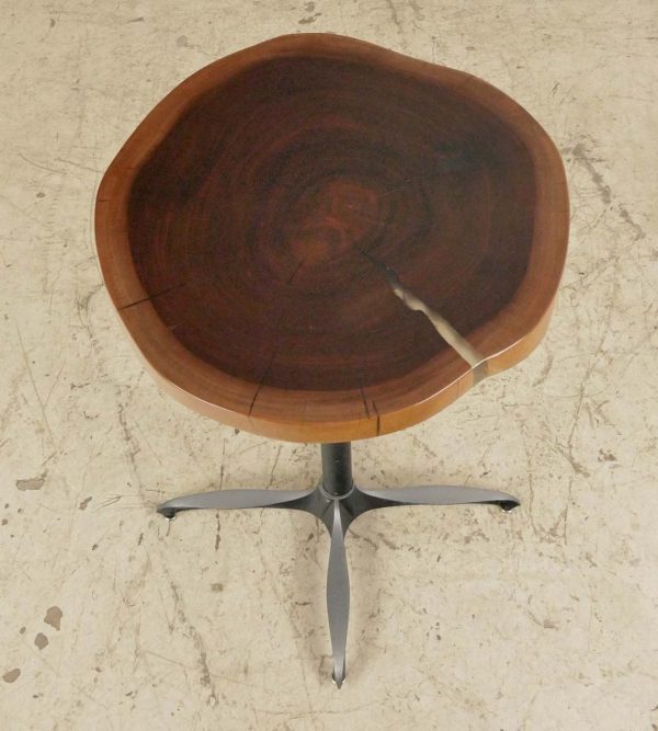 Farm Tables - Handcrafted 25 in. Live Edge Mahogany Wafer Steel Bistro Table