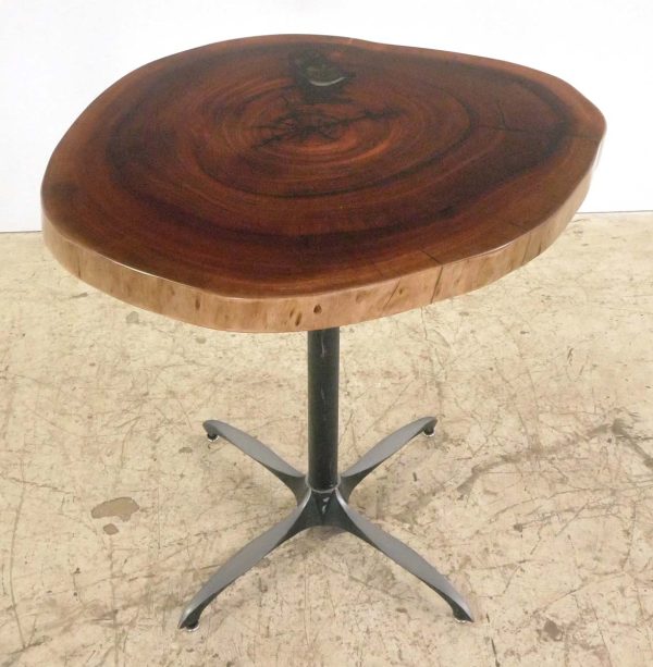 Farm Tables - Handcrafted 30 in. Live Edge Mahogany Wafer Steel Bistro Table