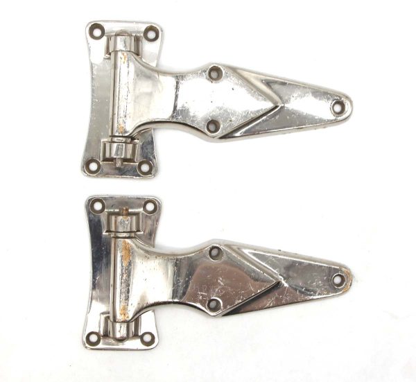 Ice Box Hardware - Pair of Vintage 7.25 in. Chromed Brass Ice Box Hinges