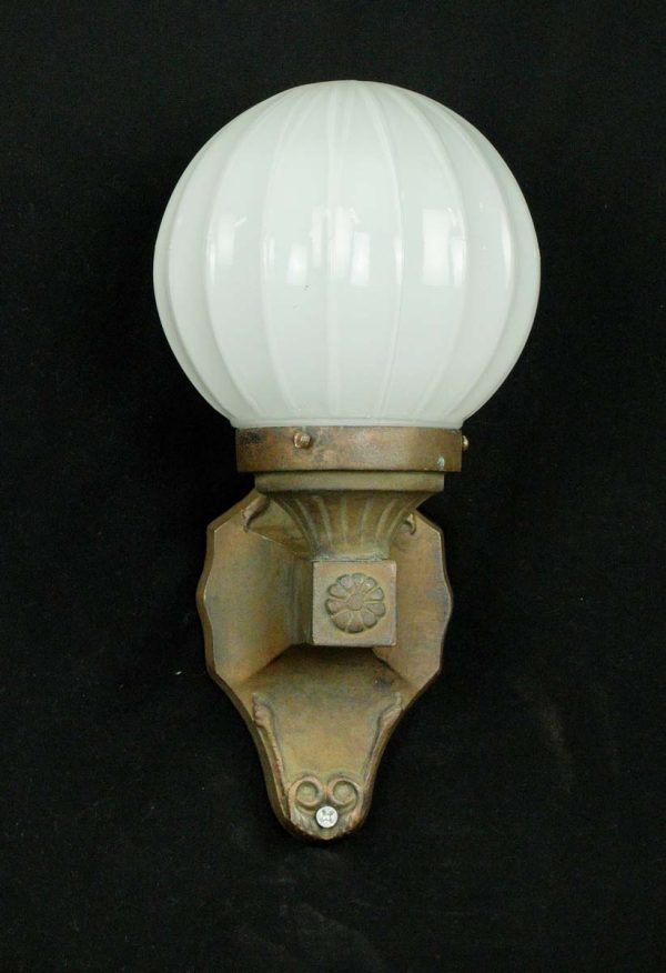 Sconces & Wall Lighting - Traditional Bronze & White Glass Globe Wall Sconce