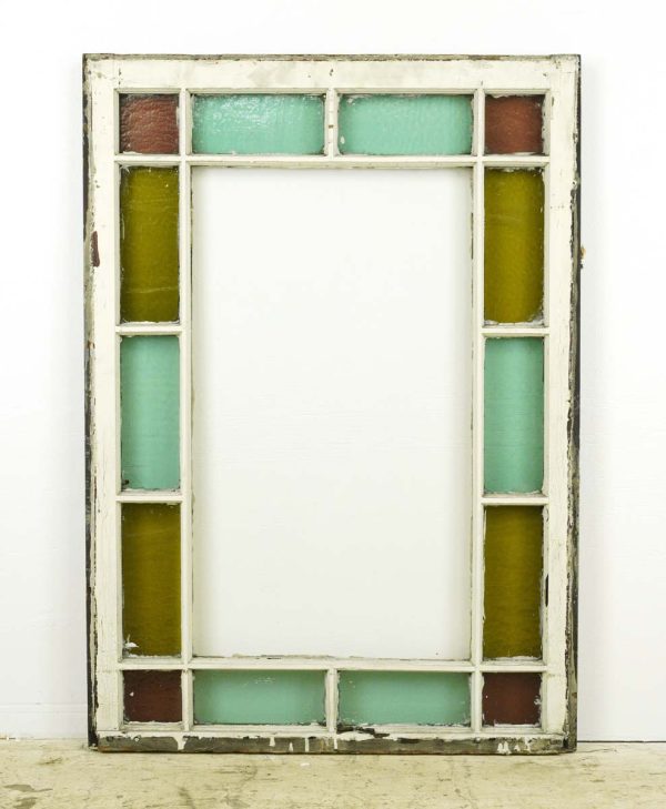 Stained Glass - Antique Queen Anne Stained Glass Window 37.375 x 29.75 in.