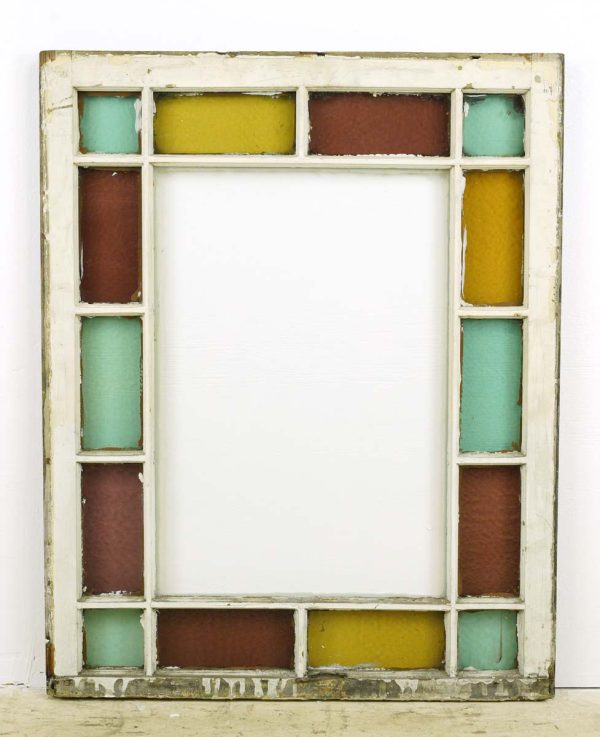 Stained Glass - Antique Queen Anne Stained Glass Window 42.125 x 29.75 in.