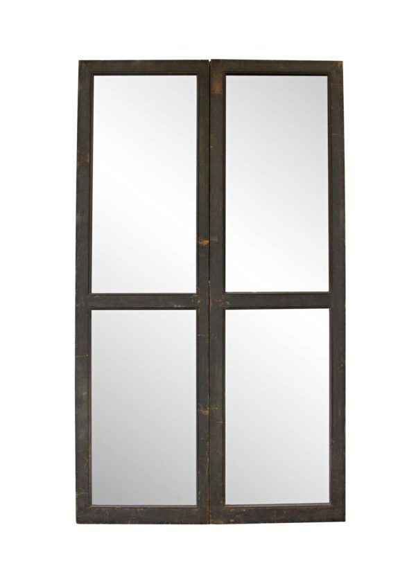 Standard Doors - Antique 2 Lite Pine Frame Double Doors 98 x 54.625