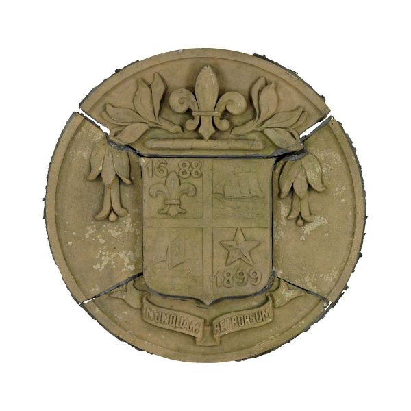 Stone & Terra Cotta - Reclaimed Seal of New Rochelle NY Terra Cotta Medallion