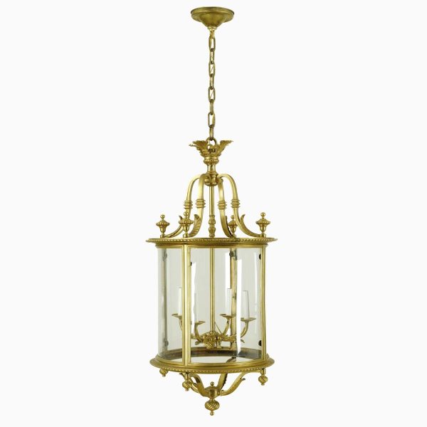 Wall & Ceiling Lanterns - Restored French Gilded Brass & Glass Vestibule Lantern