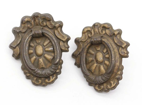 Cabinet & Furniture Pulls - Pair of Vintage 2.75 in. Steel Victorian Ring Drawer Pulls