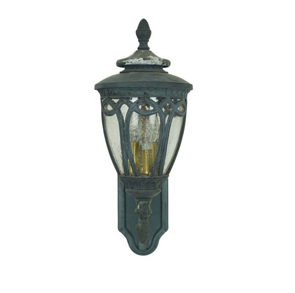 Exterior Lighting - Ornate Aluminum & Seeded Glass Outdoor Wall Sconce