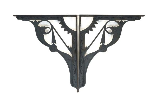 Shelf & Sign Brackets - Pair of 18 in. Antique Eastlake Black Cast Iron Wall Brackets