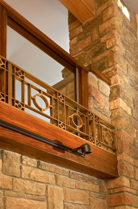 Brasswork is used as an accent to the railing above.